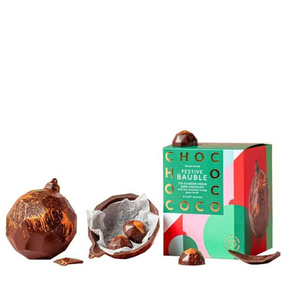 Chococo 72% Ecuador Dark Chocolate Bauble Orange Gems 150g